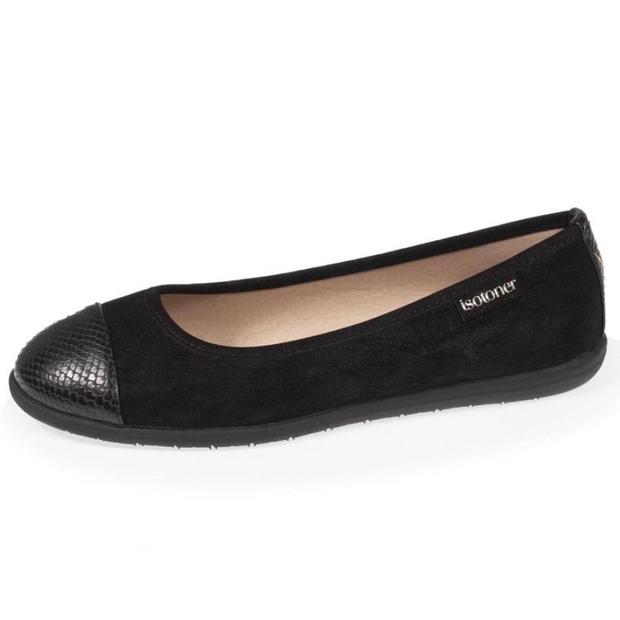 Femme Isotoner | Ballerines Femme Bi-Matiere Noir