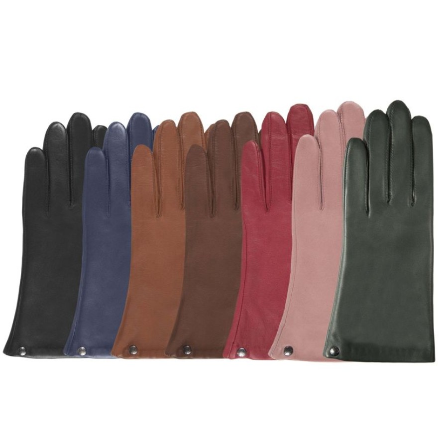 Femme Isotoner | Gants Femme Cuir Double Soie Marine