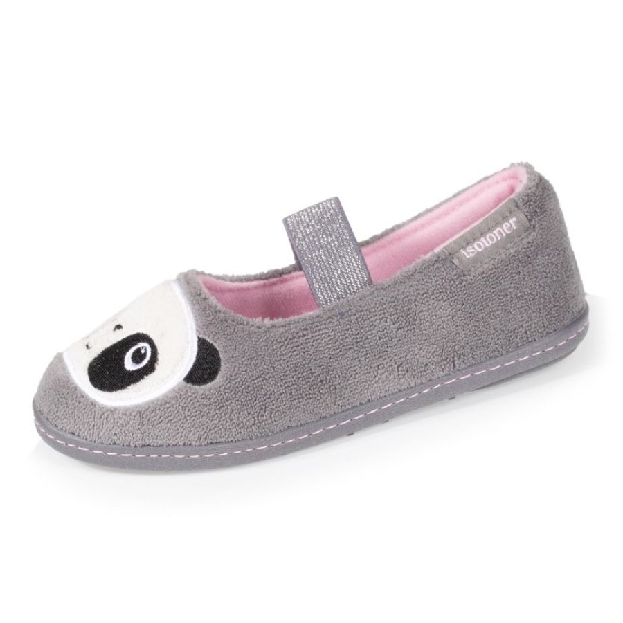 Enfant Isotoner | Chaussons Ballerines Enfant Gris Panda