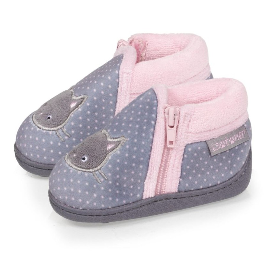 Enfant Isotoner | Chaussons Bottillons Zip Bebe Chat