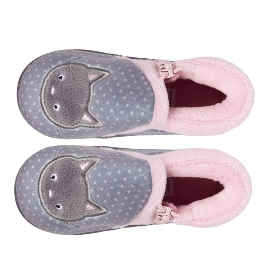 Enfant Isotoner | Chaussons Bottillons Zip Bebe Chat