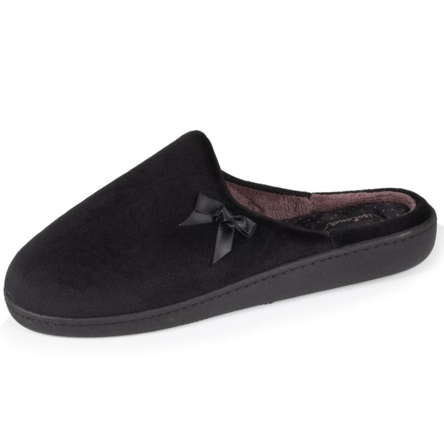 Femme Isotoner | Chaussons Mules Femme Noir Pois