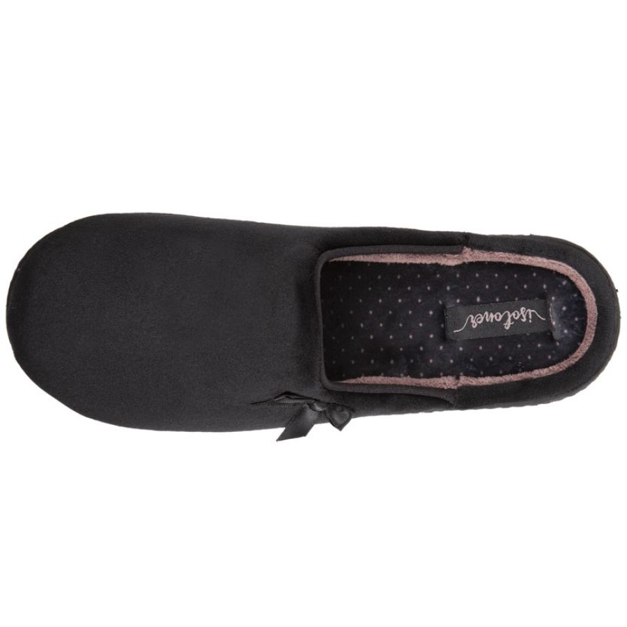 Femme Isotoner | Chaussons Mules Femme Noir Pois