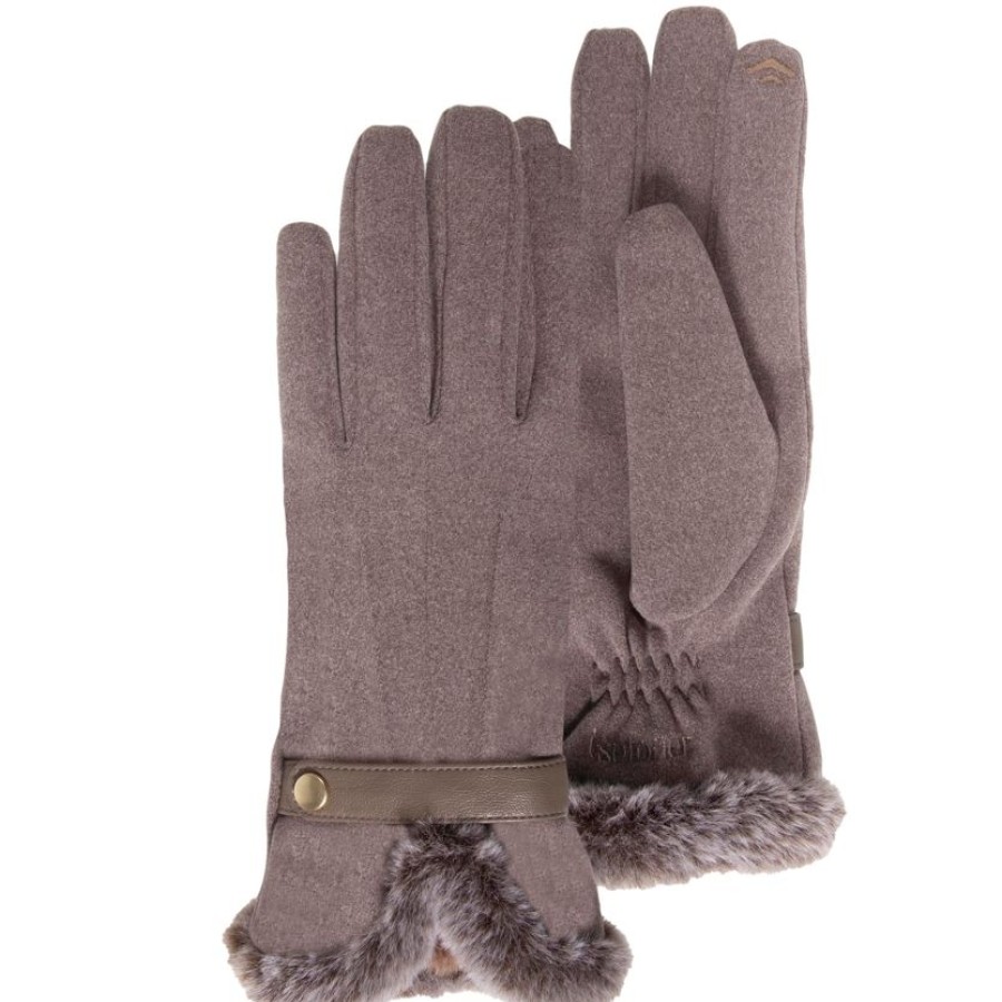 Femme Isotoner | Gants Femme Taupe Tactiles Suedine