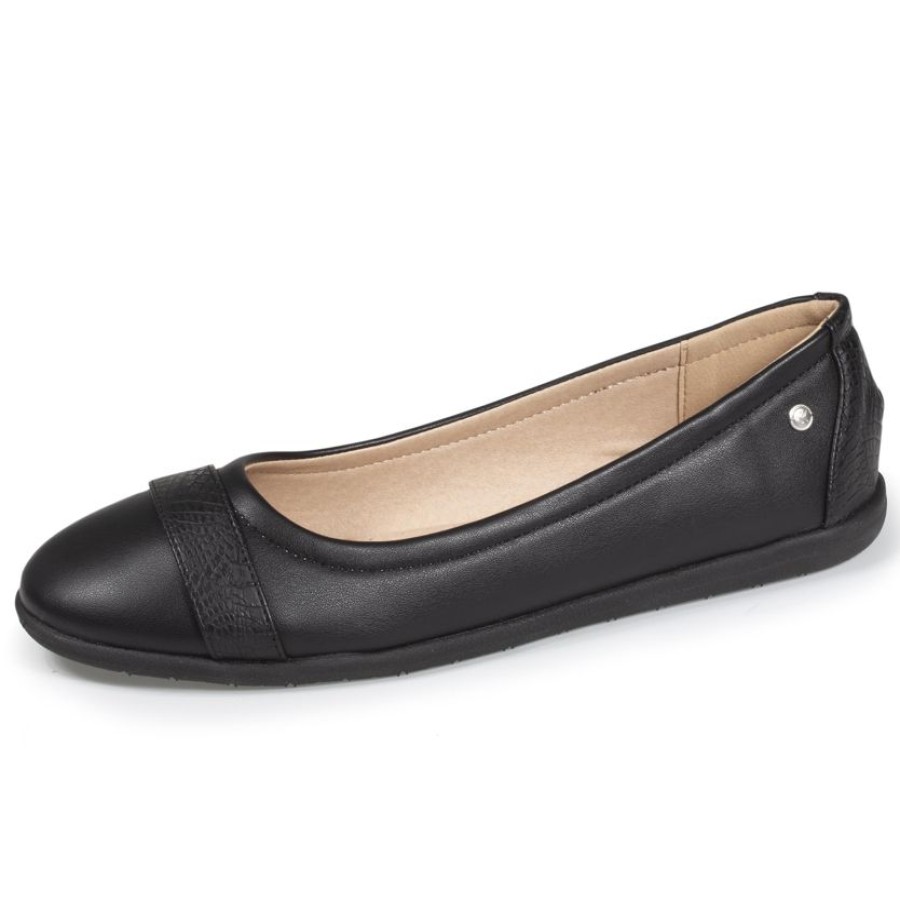 Femme Isotoner | Ballerines Femme Empiecement Croco Noir