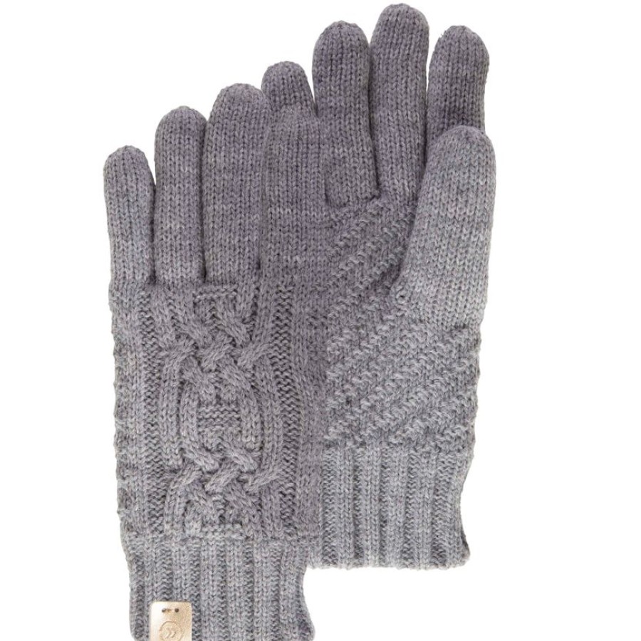 Femme Isotoner | Gants Femme Maille D'Aran Gris