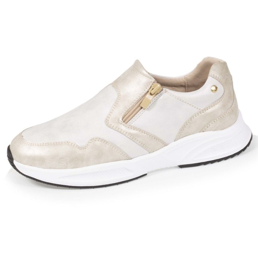 Femme Isotoner | Baskets Confort Femme A Zip Beige