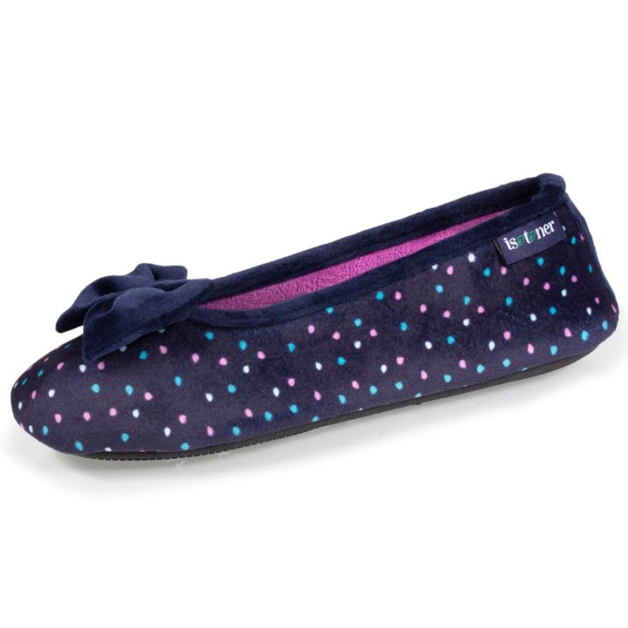 Femme Isotoner | Chaussons Ballerines Recyclees Femme Pois