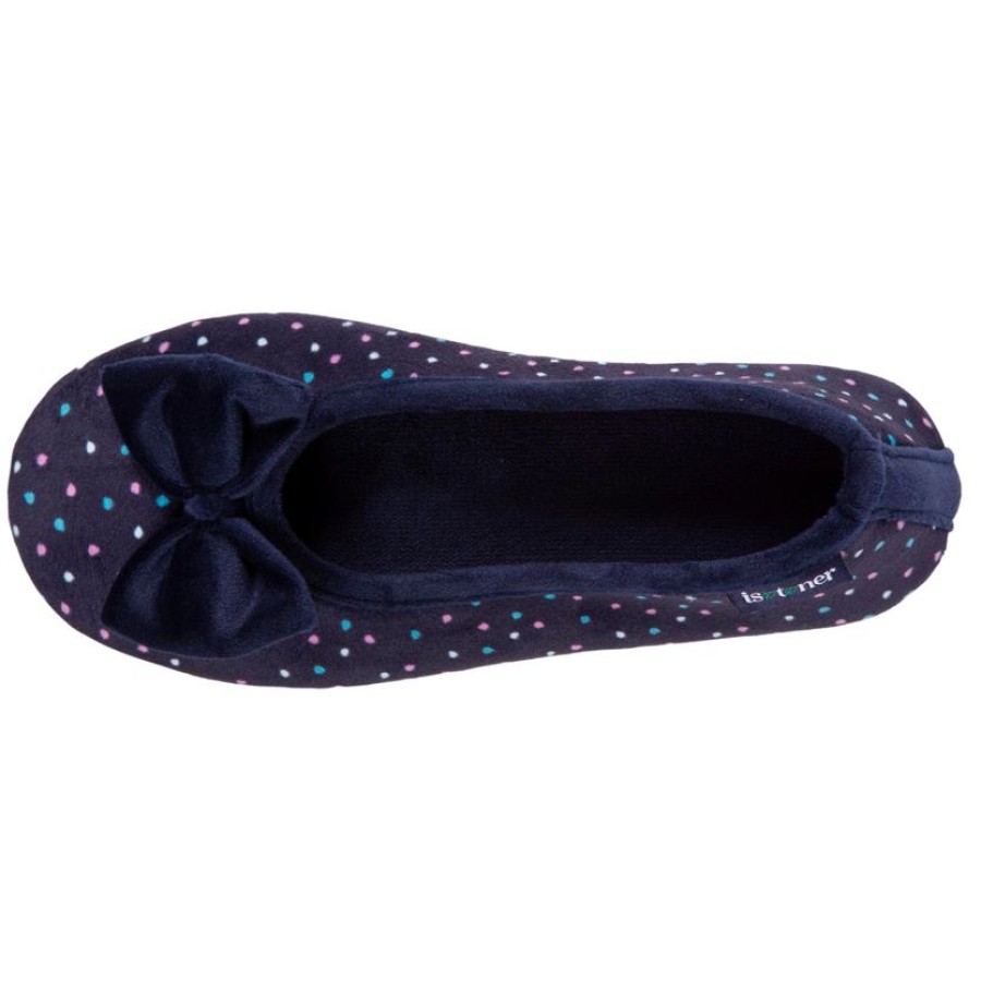 Femme Isotoner | Chaussons Ballerines Recyclees Femme Pois