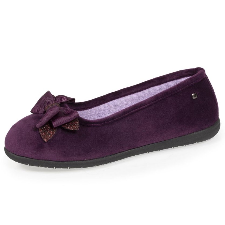 Femme Isotoner | Chaussons Ballerines Femme Aubergine