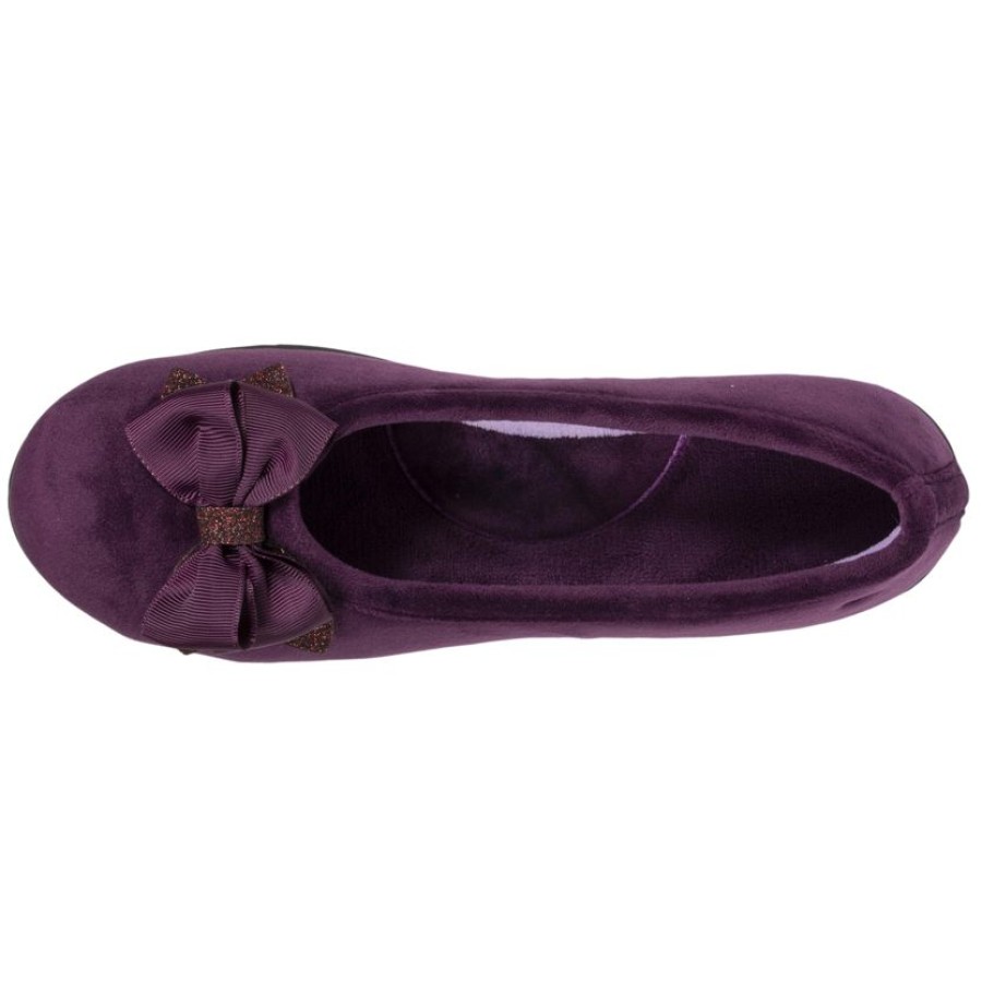 Femme Isotoner | Chaussons Ballerines Femme Aubergine