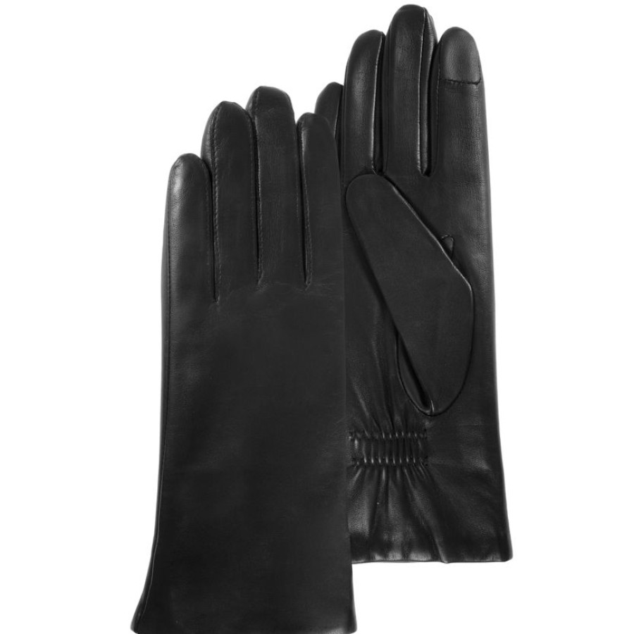 Femme Isotoner | Gants Femme Tactiles Cuir Doubles Noir