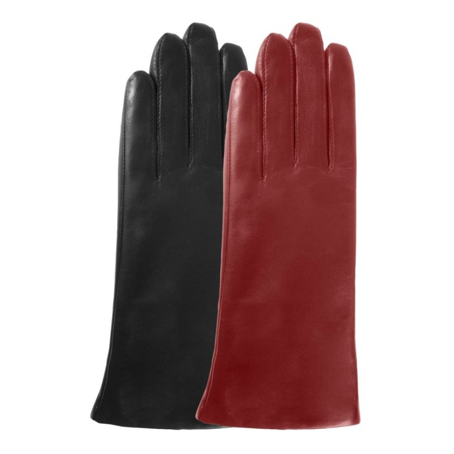 Femme Isotoner | Gants Femme Tactiles Cuir Doubles Noir