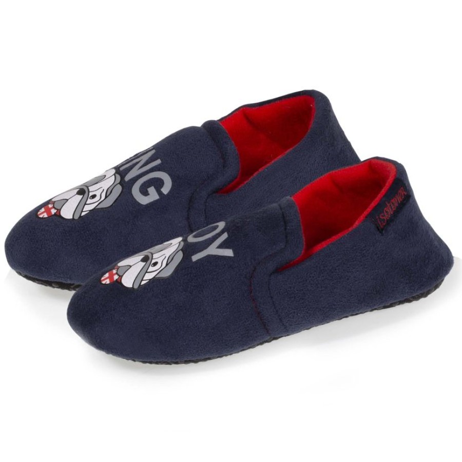 Enfant Isotoner | Chaussons Extra-Light Enfant Chien Marine