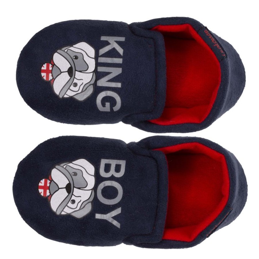 Enfant Isotoner | Chaussons Extra-Light Enfant Chien Marine