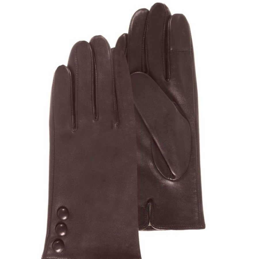 Femme Isotoner | Gants Femme Cuir 3 Boutons Marron