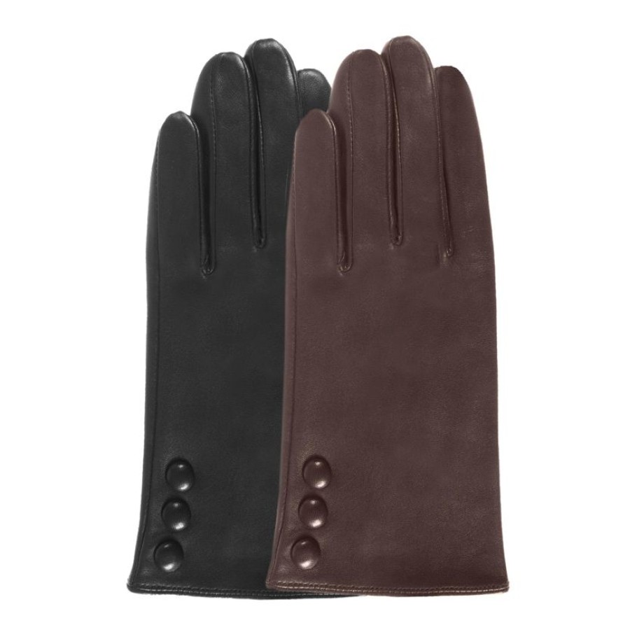 Femme Isotoner | Gants Femme Cuir 3 Boutons Marron