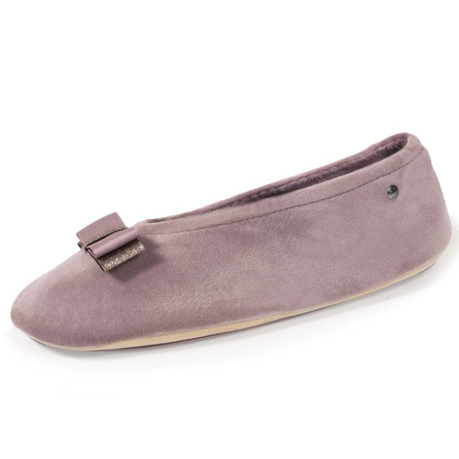 Femme Isotoner | Chaussons Ballerines Femme Noeud Gros-Grain Taupe