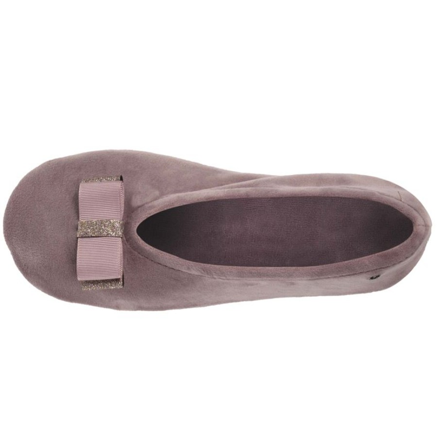 Femme Isotoner | Chaussons Ballerines Femme Noeud Gros-Grain Taupe