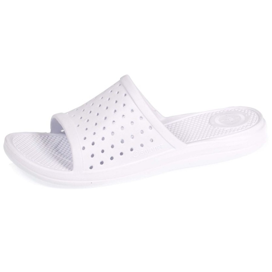 Femme Isotoner | Mules Claquettes Femme Ajourees Blanc