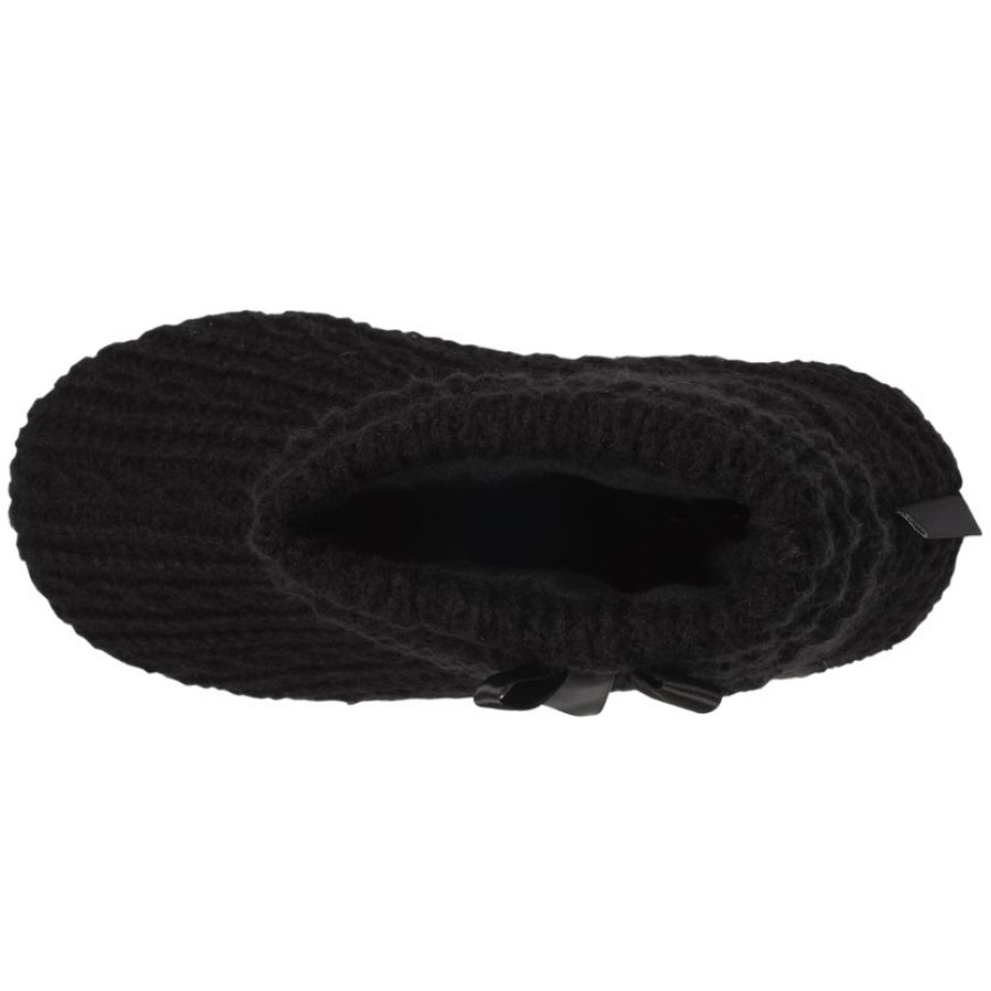 Femme Isotoner | Chaussons Bottillons Tricot Noeud Noir