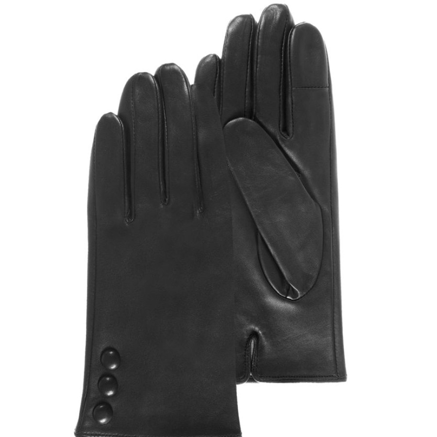 Femme Isotoner | Gants Femme Cuir 3 Boutons Noir