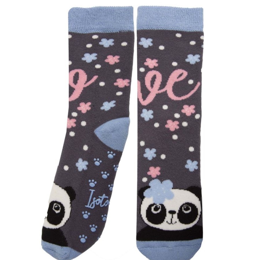 Enfant Isotoner | Chaussettes Antiderapantes Panda Gris 27/34