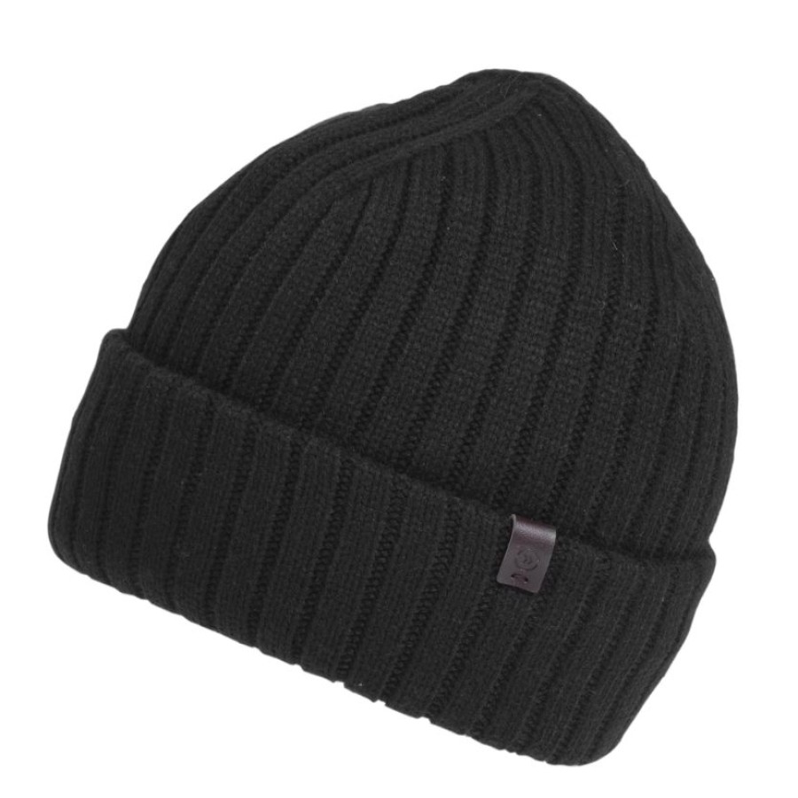 Homme Isotoner | Bonnet Homme Maille Cotelee Noir