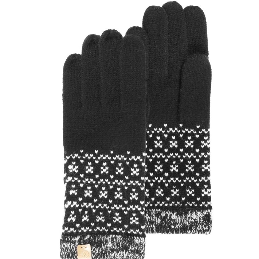 Femme Isotoner | Gants Femme Maille Soft Touch Jacquard Noir