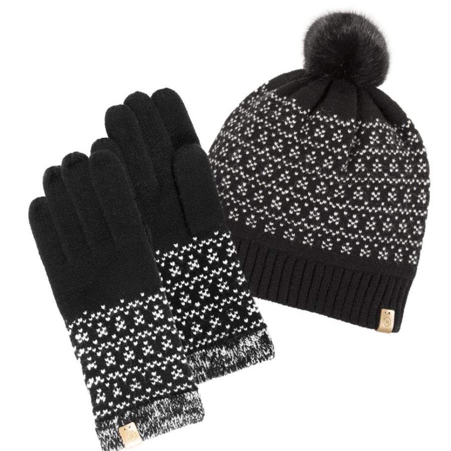 Femme Isotoner | Gants Femme Maille Soft Touch Jacquard Noir