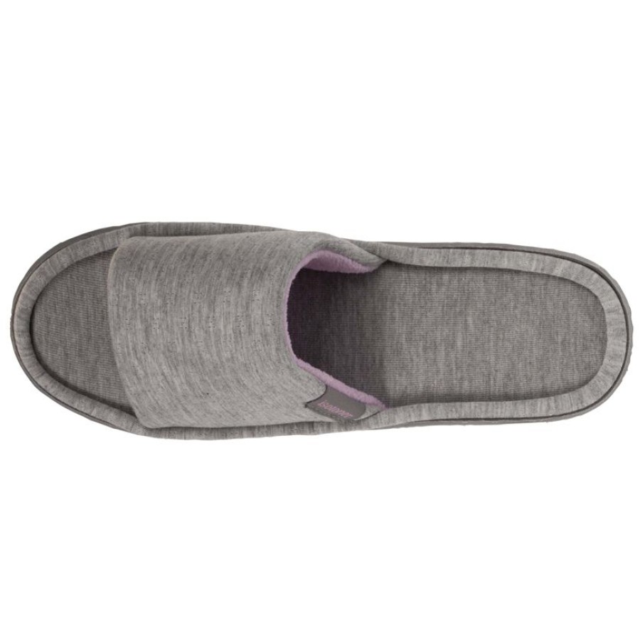 Femme Isotoner | Chaussons Mules Ouvertes Femme Gris Clair