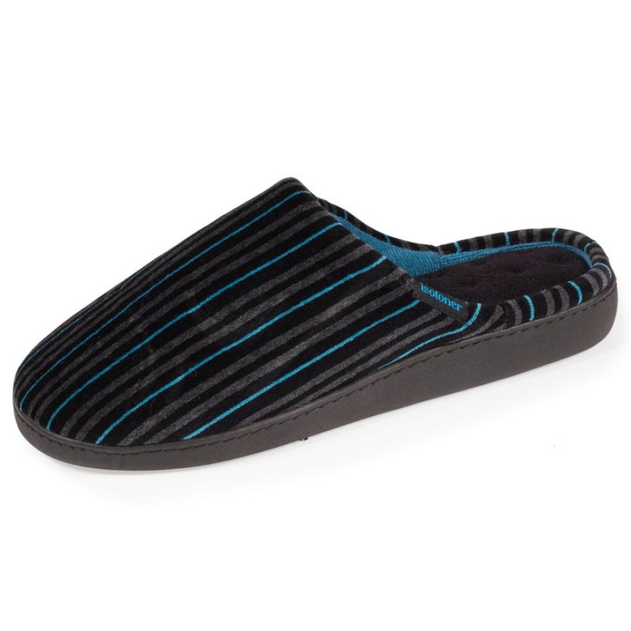 Homme Isotoner | Chaussons Mules Homme Rayures Bleues