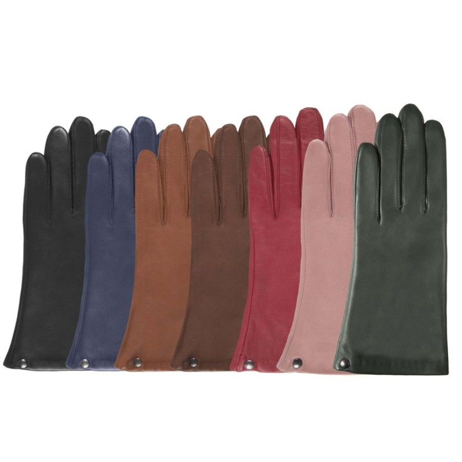 Femme Isotoner | Gants Femme Cuir Double Soie Rouge