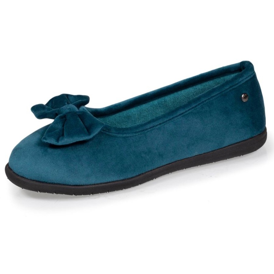 Femme Isotoner | Chaussons Ballerines Femme Noeud Vert