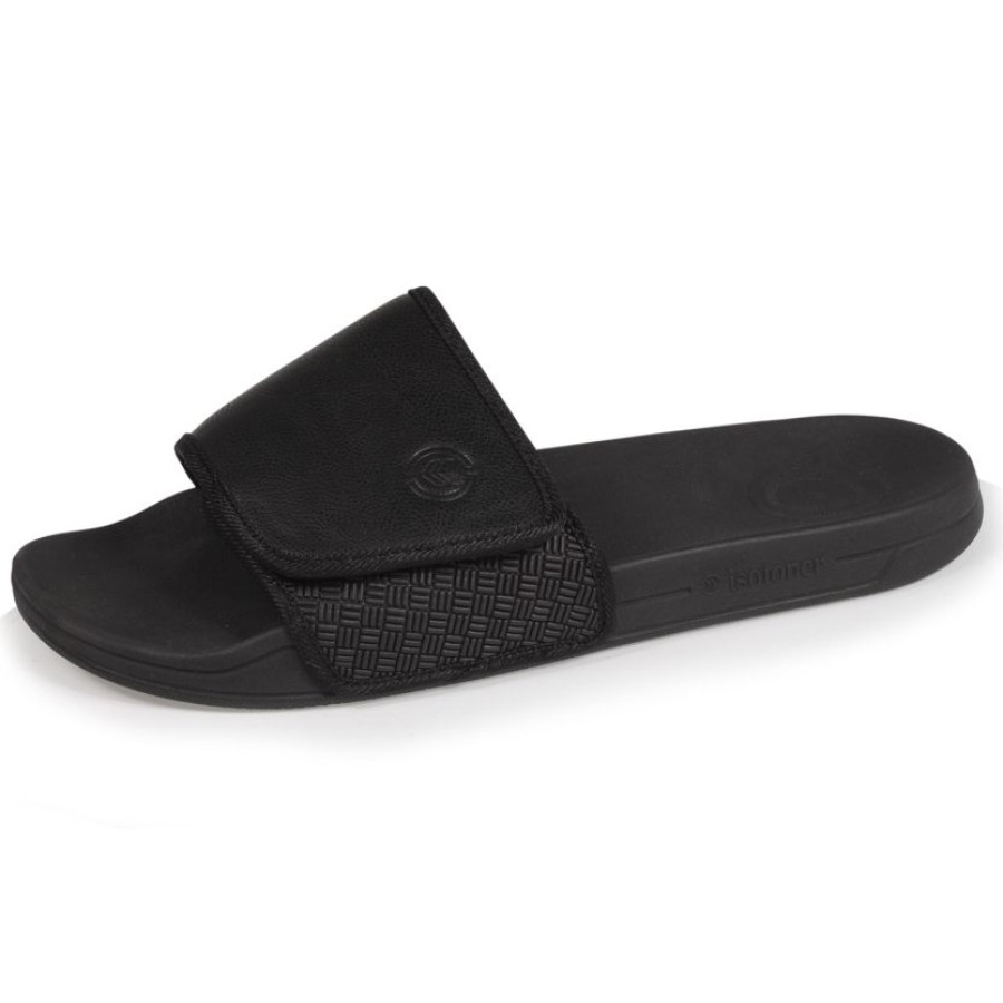 Homme Isotoner | Mules Claquettes Homme Velcro Noir