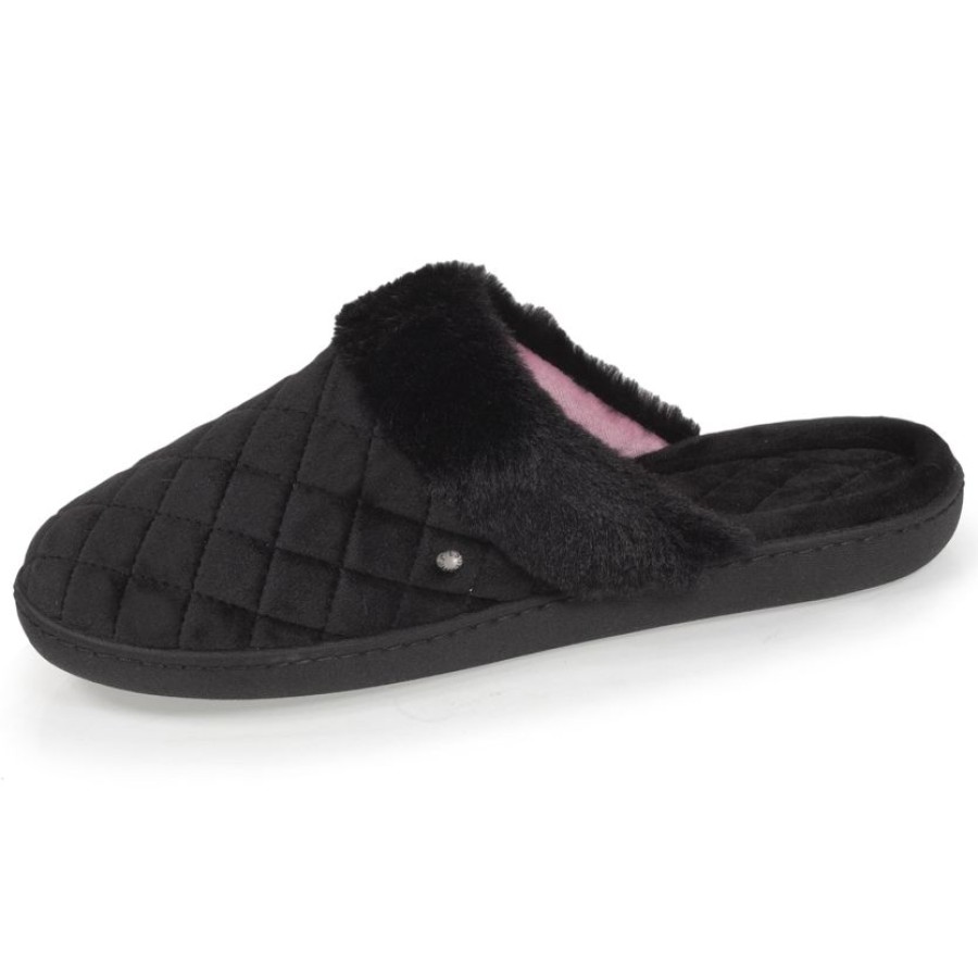 Femme Isotoner | Chaussons Mules Femme Matelasse Noir