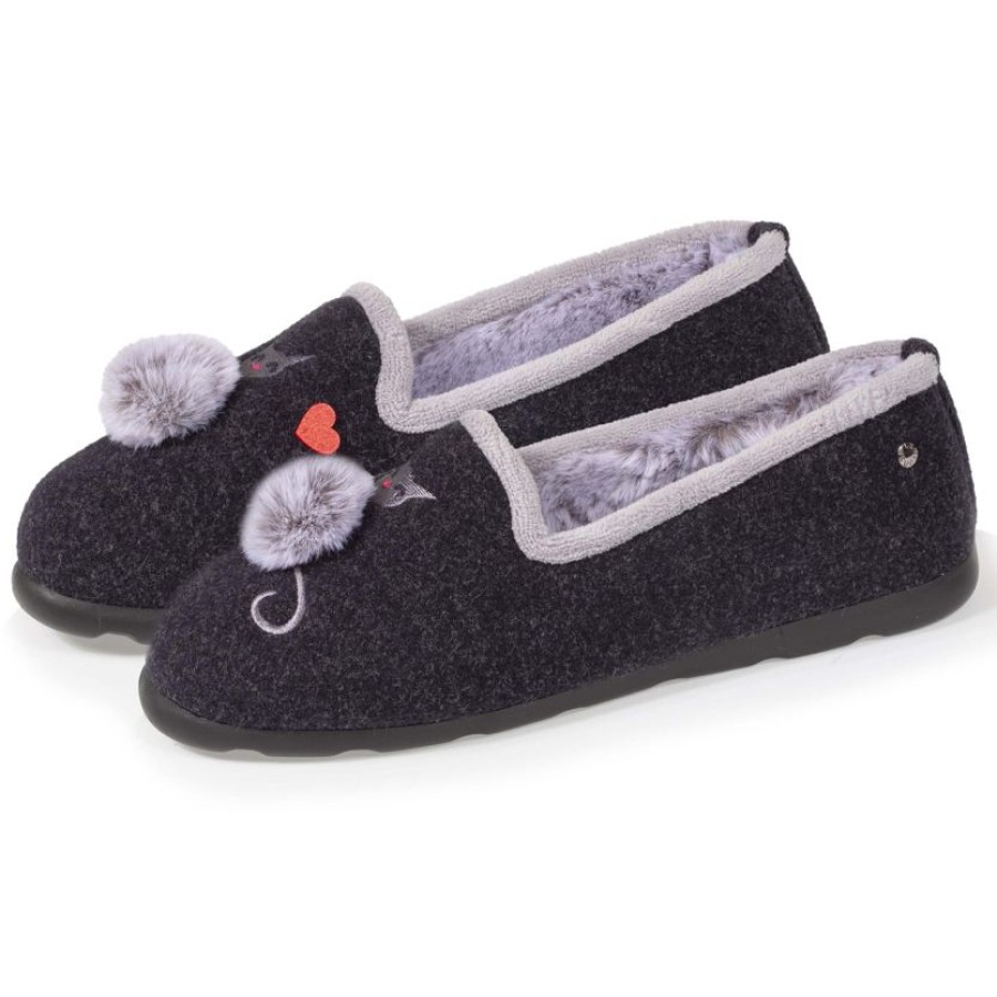 Femme Isotoner | Chaussons Charentaises Femme Chat Fantasie