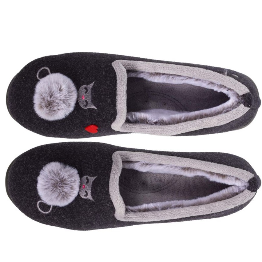 Femme Isotoner | Chaussons Charentaises Femme Chat Fantasie