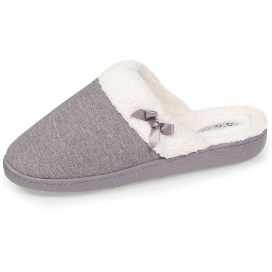 Femme Isotoner | Chaussons Mules Recyclees Femme Gris