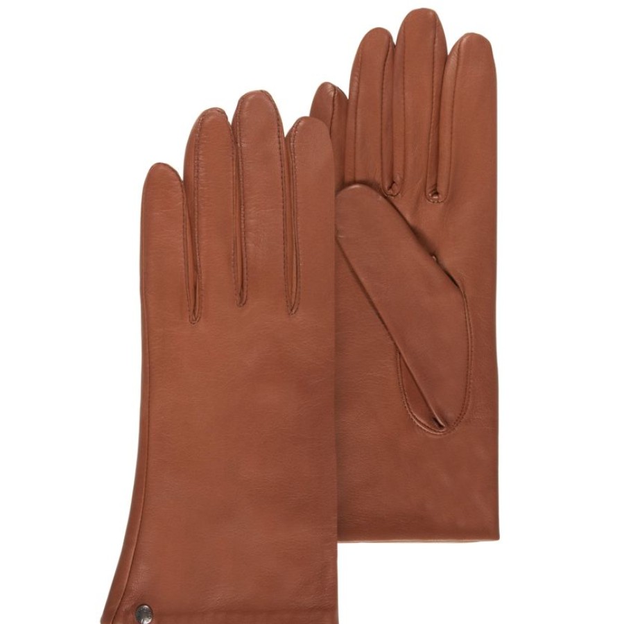 Femme Isotoner | Gants Femme Cuir Double Soie Cognac