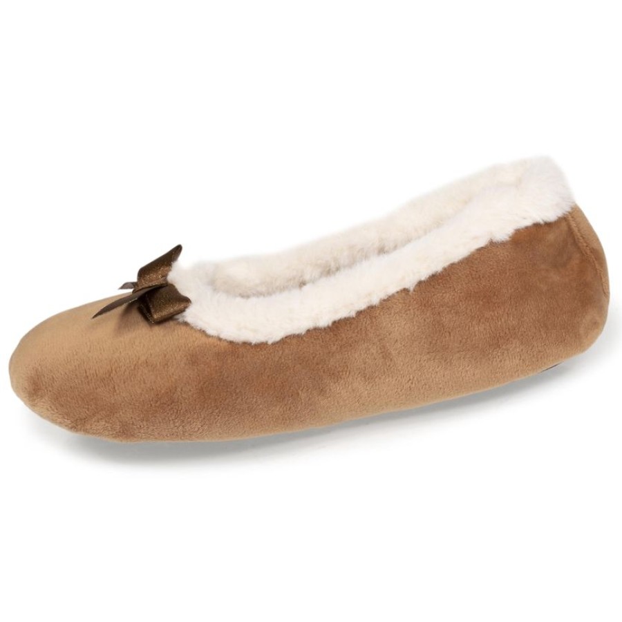 Enfant Isotoner | Chaussons Ballerines Junior Camel Noeud