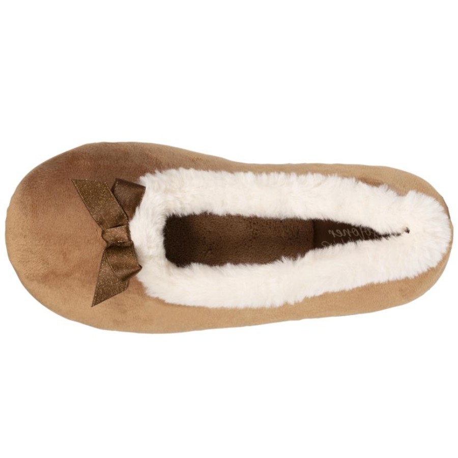 Enfant Isotoner | Chaussons Ballerines Junior Camel Noeud