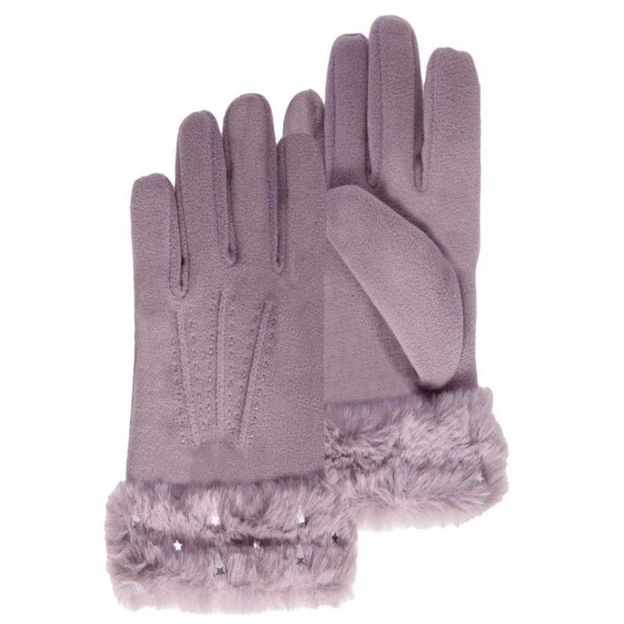 Enfant Isotoner | Gants Fourrure Etoiles 6/8 Ans Gris