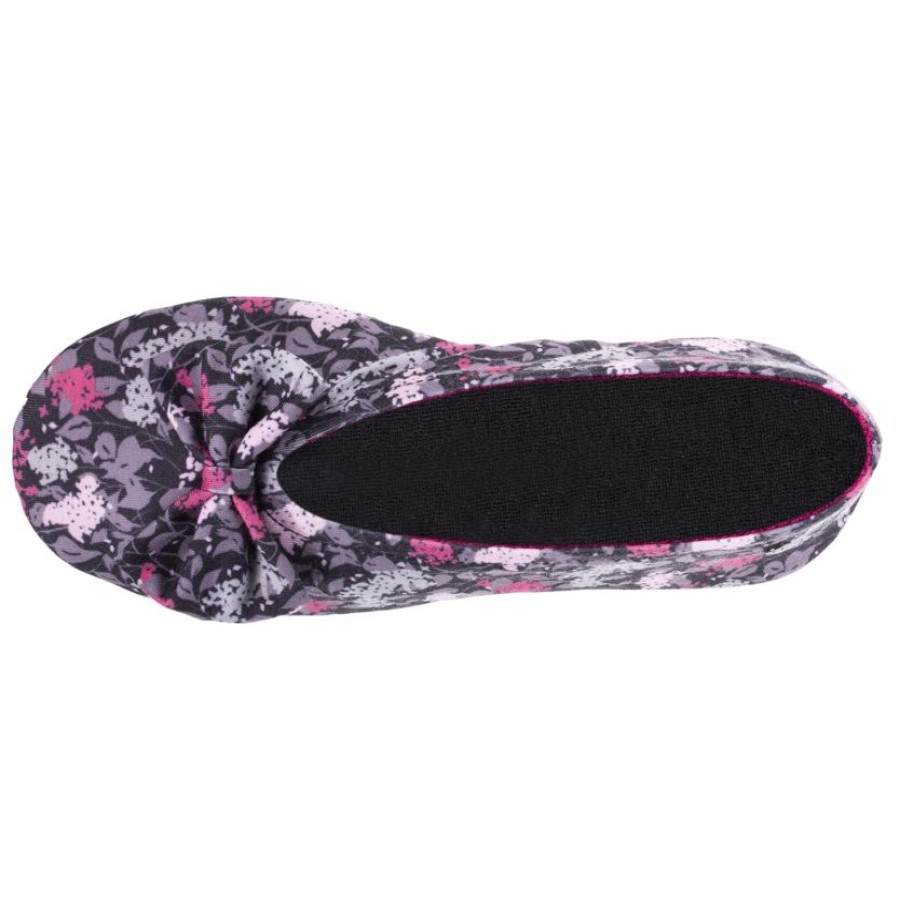 Femme Isotoner | Chaussons Ballerines Femme Grand Noeud Fleurs