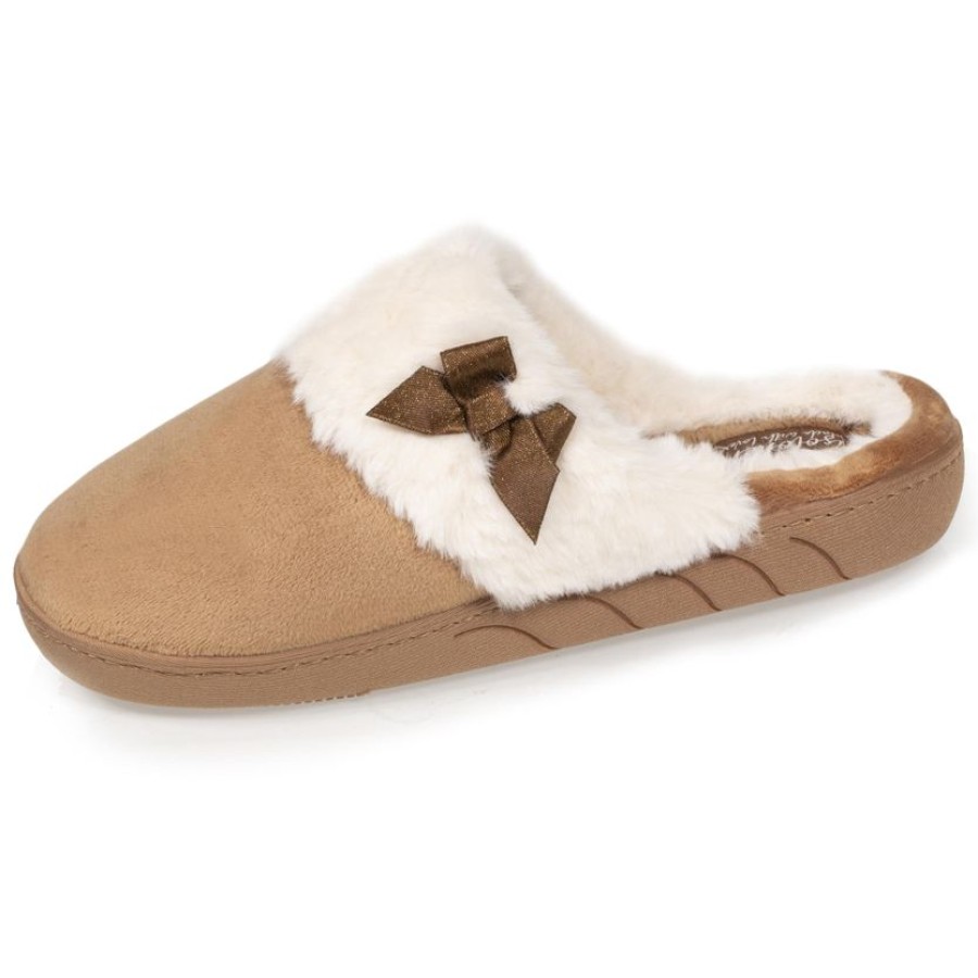 Enfant Isotoner | Chaussons Mules Junior Camel Noeud