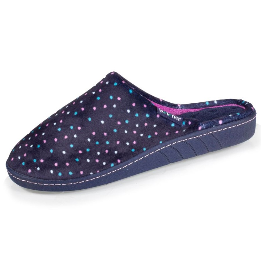 Femme Isotoner | Chaussons Mules Recyclees Femme Pois