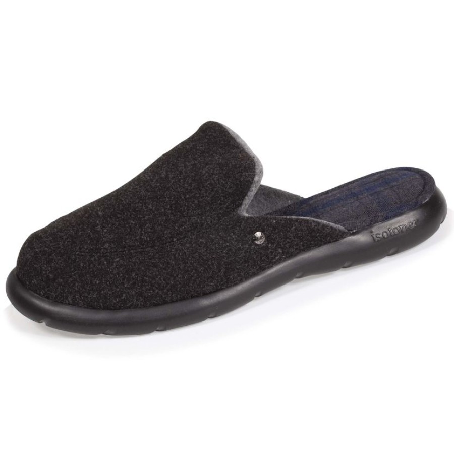 Homme Isotoner | Chaussons Mules Homme Noir Chine