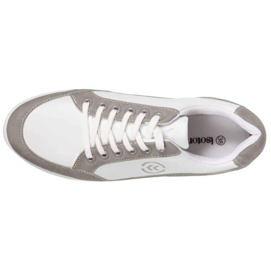 Femme Isotoner | Baskets Confort Femme Lacets Gris/Blanc