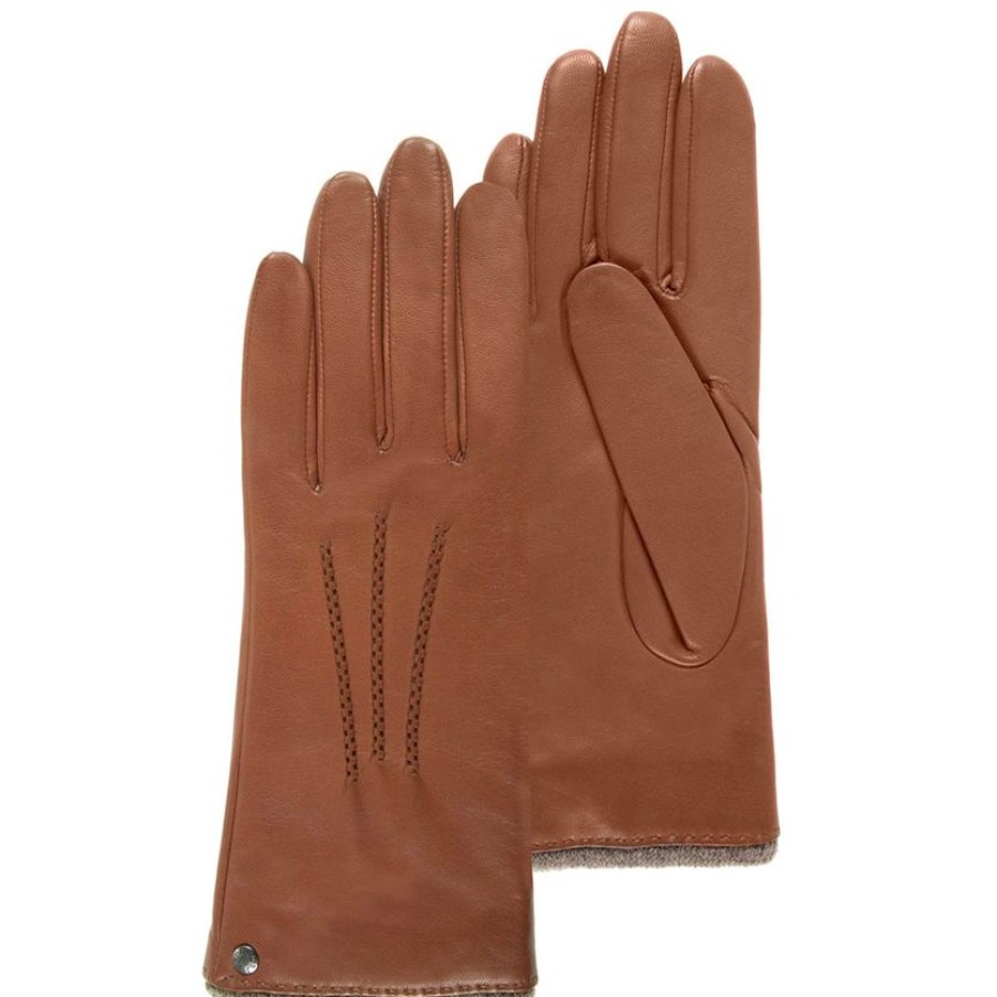 Femme Isotoner | Gants Femme Cuir Chaud Cognac