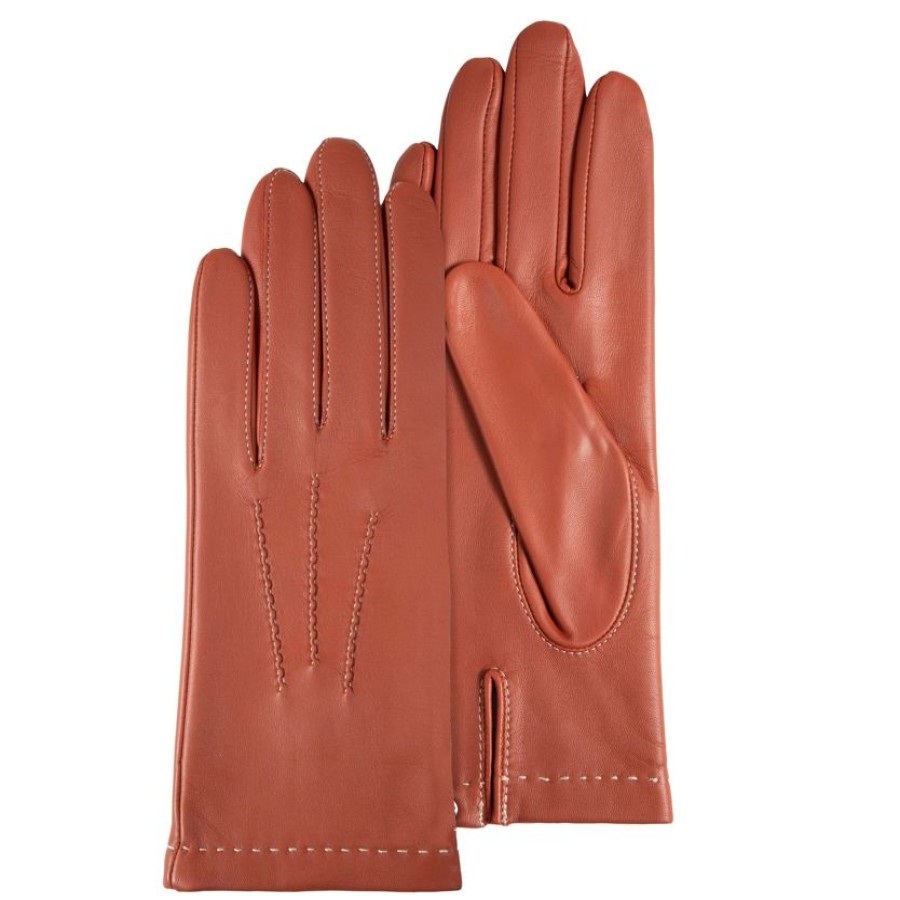 Femme Isotoner | Gants Femme Cuir D'Agneau Mandarine